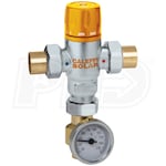 Caleffi 3-Way Adjustable Thermostatic Mixing Valve, temperature gauge & built-in check valves, 3/4