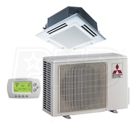View Mitsubishi - 24k BTU Cooling + Heating - P-Series Ceiling Cassette Air Conditioning System - 14.0 SEER