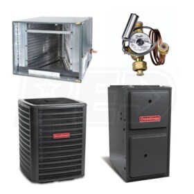 View Goodman High Efficiency - 2 Ton Cooling - 60,000 BTU/Hr Heating - Air Conditioner & Furnace Package - 16 SEER - 96% AFUE - Horizontal
