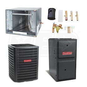 View Goodman High Efficiency - 5 Ton Cooling - 120,000 BTU/Hr Heating - Air Conditioner & Furnace Package - 16 SEER - 96% AFUE - Horizontal