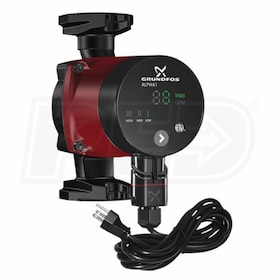 View Grundfos ALPHA1 - 1/16 HP - Variable-Speed Circulation Pump - Cast Iron - GF 15/26 Rotated Flange - With Line Cord