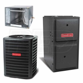 View Goodman - 2.0 Ton Cooling - 60k BTU/Hr Heating - Heat Pump + Furnace Kit - 14.5 SEER - 96% AFUE - For Horizontal Installation