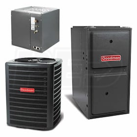 View Goodman - 2.0 Ton Cooling - 60k BTU/Hr Heating - Heat Pump + Furnace Kit - 14.5 SEER - 96% AFUE - For Upflow Installation