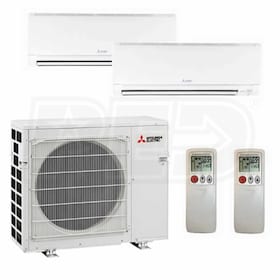 View Mitsubishi Wall Mounted 2-Zone System - 24,000 BTU Outdoor - 9k + 12k Indoor - 20.0 SEER