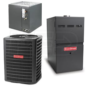 View Goodman - 3.5 Ton Cooling - 120k BTU/Hr Heating - Air Conditioner + Multi-Speed Furnace Kit - 13.0 SEER - 80% AFUE - For Upflow Installation