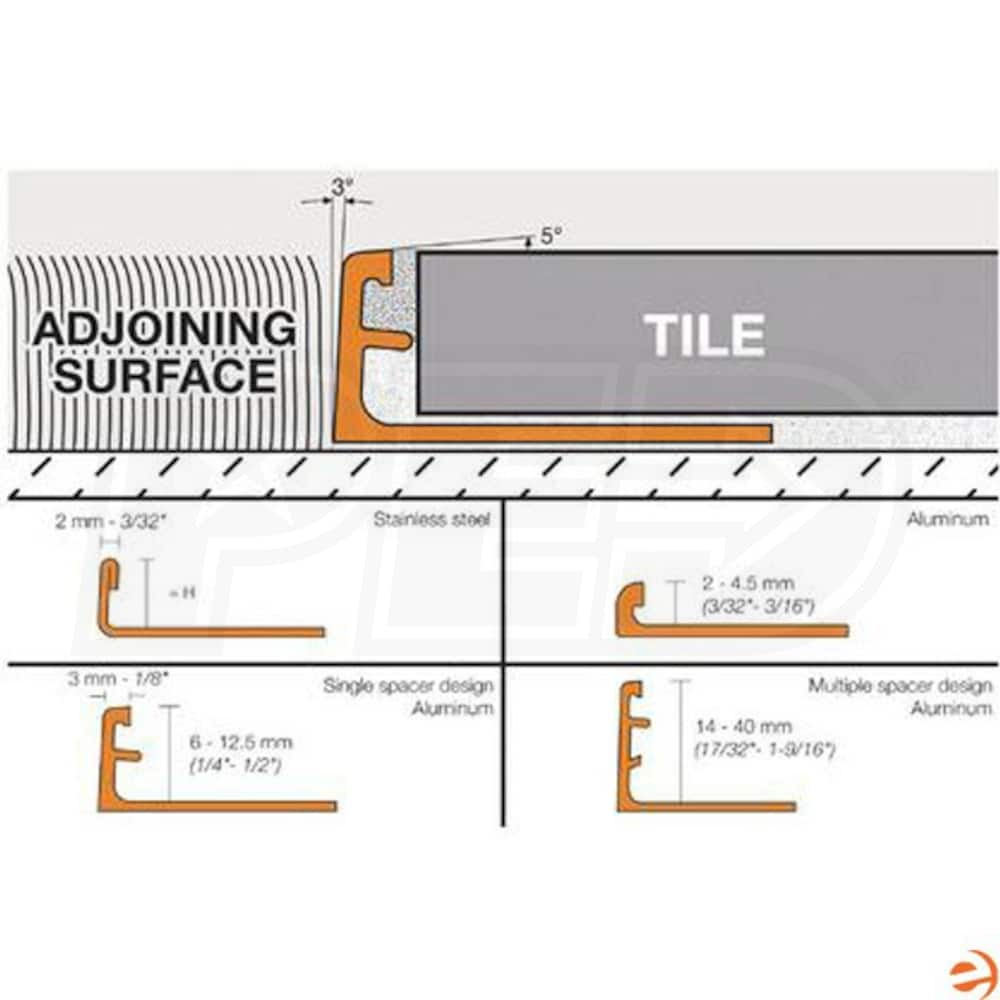 Schluter AE125 SCHIENE - Edging Profile - For 1/2-Inch Thick Tile - 8 ...