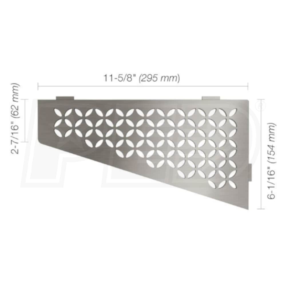 Schluter SES3D5EB SHELF-E Quadrilateral Corner Shower Shelf Floral  Brushed Stainless Steel