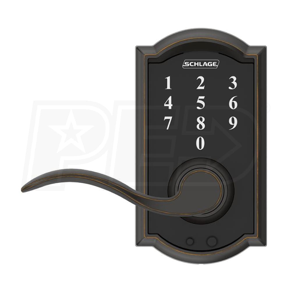 Schlage Fe695 Cam 716 Acc Touch™ Camelot Keyless Touchscreen Entry Leverset With Accent 3814