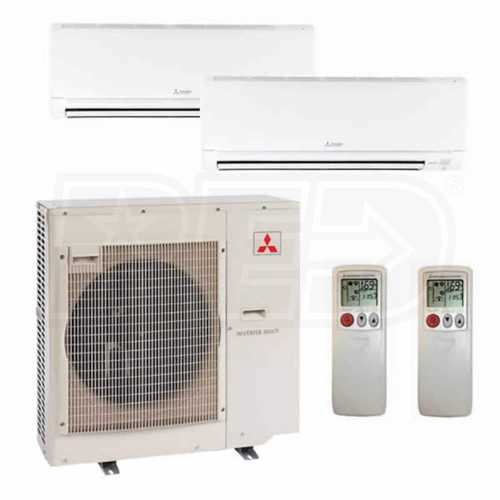 Mitsubishi M2H20W09120000-A Wall Mounted 2-Zone System - 20,000 BTU Outdoor - 9k + 12k Indoor - 20.0