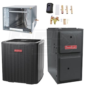 View Goodman - 5.0 Ton Cooling - 120k BTU/Hr Heating - 2-Stage Air Conditioner + Multi-Speed Furnace Kit - 14.0 SEER - 80% AFUE - For Horizontal Installation