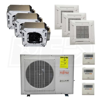 Fujitsu F3l24c07071200 Ceiling Cassette 3 Zone System 24 000 Btu Outdoor 7k 7k 12k Indoor 20 Seer